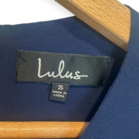 Lulus Shift And Stout Dress Size S Navy Blue Short Sleeve Shift Mini Dress - Picture 7 of 11